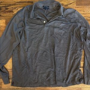 Lands' End Men's Charcoal Long Sleeve Polo